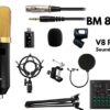 BM 800 Studio condenser Microphone set with V8 Sound Card
